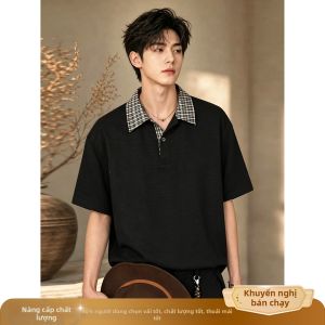 OUMULONG | Áo Polo Cổ Có Sọc Carô Phong Cách Old Money cho Mùa Hè