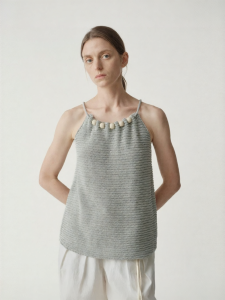 INSIS FEMME | Resort Style Japanese Paper Minimalist Beaded Hollow Wool Vest