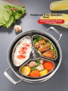 Fan-shaped Stainless Steel Steamer Pan for Food Separation
