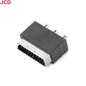 JCD 1pcs High Quality Scart Male Plug To 3RCA Phono Female AV TV Audio Video Adapter Input For PS4 For WII DVD VCR