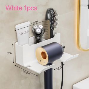Wall Mounted Hair Dryer Holder Multi-Functional Bathroom Storage Rack Hair Tool Organizer Placement Shelf for Kitchen And Bath