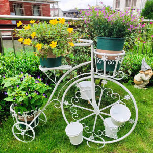 ชั้นวางดอกไม้เล็กๆสำหรับจักรยานเหล็กดัดกระถางดอกไม้พลูด่างพลูด่างไอเดียสร้างสรรค์สำหรับตกแต่งระเบียงสไตล์ยุโรปชั้นวางดอกไม้สำหรับสวนพืชสีเขียวกลางแจ้ง
