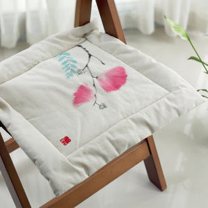 Hand-Drawn Cotton Linen Cushion Traditional Japanese Tatami Style Office Home Use Chinese Style Chair Mat Thin Seasonal Cushion