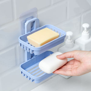 Creative No-Drilling Soap Holder Bathroom Drain Wall-Mounted Soap Box Double Layer Soap Rack Bathroom Storage Shelf Suction Cup