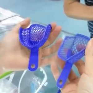 Denture Trays Plastic-Steel Impression 2pcs Per Set Rigid Perforated for Dental Model Making Oral Care Tools