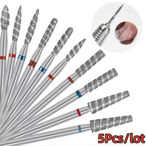 5Ps Tornado Diamond Nail Drill Bit Russian Pre-treated Nail Art Drill Milling Cutter for Manicure Rotary Bits Cuticle Clean Tool