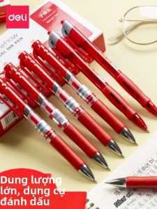 deli | Correction Grading Pen 0.5mm Red Click Gel Pen
