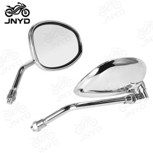 JNYD Chrome Universal 10mm Motorcycle Rearview Mirrors Motocross Scooter E-bike Racing Motorbike Side Mirror Rear View Accessory