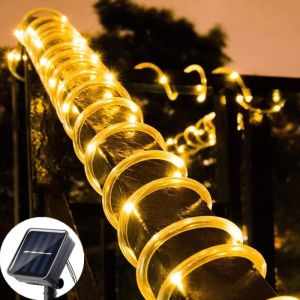 LED Festoon PVC หลอดเชือก String Light Christmas Garden รั้วงานแต่งงานตกแต่งระเบียง Garland พลังงานแสงอาทิตย์กลางแจ้งไฟ