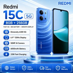 Redmi | Redmi 15C 5G 8GB+256GB Smartphone Dimensity 6300 6.9 120Hz Display 50MP AI Camera 6000mAh Battery 33W Fast Charge