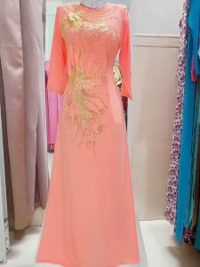 ÁO DÀI DỰ TIỆC MÀU HỒNG DÂU - áo dài cho mẹ - áo dài bà sui - ẢNH THẬT 100%