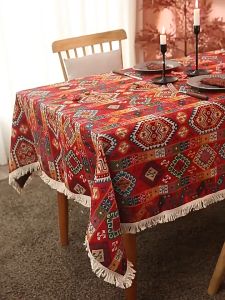 Bohemia Table Cloth Cotton 4/6/8/10 Seater Table Cover Tablecloth Rectangular Household Art Table cloth Tassel Coffee