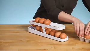 2 Layer Egg Container Egg Storage Box Food Slide Egg Storage Box Egg Tray Organizer Storage Tray Automatic Egg Roller