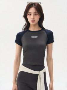 MITAOGIRL | Peach Color-blocking Athletic T-Shirt