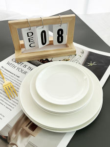 Pure White Bone China Plate Tangshan Porcelain Dinner Plate for Home Hotel Steak Plate Western Cuisine Moonlight Plate Logo