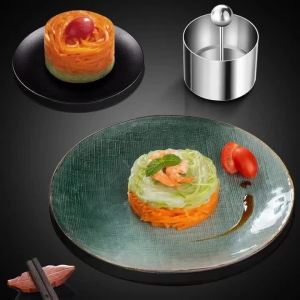 JUSTINLAU Round Stainless Steel Rices Ball Mold With Pusher Cake Mousse Ring Food Press Tool Easy Demoulding Sushi Making Mould