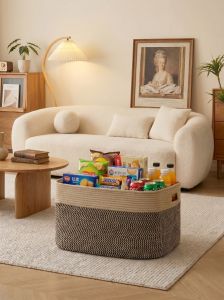 AMU·PIGGY | Retro Aesthetic Snack Storage Basket Large Capacity