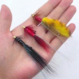3 Mồi Câu Cá Hồi Bằng Đồng Thau Hình Nón Có Lông Gà Trống Và Đuôi Bucktail Dành Cho Câu Cá Hồi Steelhead Màu Vàng Đỏ Đen