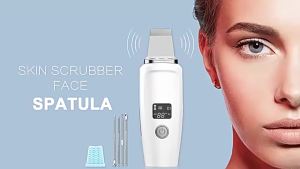 4 in 1 Facial Cleansing Spatula Ultrasonic Facial Peeling Skin Scrubber Device Blackhead Remover Facial Exfoliation Pore Cleaner