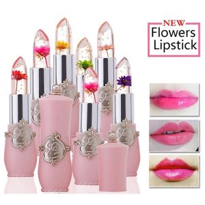 C.three Flower Jelly Lipstick Original Korean Lipstick Waterproof Longlasting Temperature Color Change Gloss Transparent Natural Red Lip Stick Lasting Transparent Moisturizer Makeup Lip Balm Crystal Flower Idol Lipstick