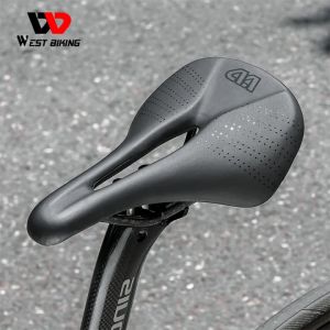 WEST BIKING Ultra-light Carbon Fiber Saddle High-end 3K T700 Racing Track Carbon Leather Saddle Lightweight Hollow MTB Saddle