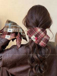 ยางรัดผมทรงกลมลายสก็อต ยางรัดผมยืดหยุ่นสูงสำหรับผู้หญิง ยางรัดผมรูปหัวใจ วัสดุยาง แฟชั่น รุ่นใหม่ 2025