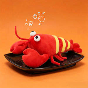 GUAIBUDIAN | Cute Realistic Red Yellow Striped Lobster Stuffed Toy