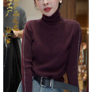 Elegant French Design Slim Fit Trendy Turtleneck Knit Base Shirt for Women Spring 2026