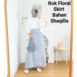 Rok Wanita Floral Skirt/A Line Skirt/Bahan Shaqilla/Sq Daisy & Sq Lily Ad 2 Ukuran L-XL/Rok Wanita Korean Style/Rok Wanita Midi/Rok Wanita Motif Bunga