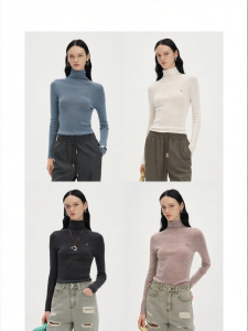 Wool High Neck Slim Fit Knit Top For Women