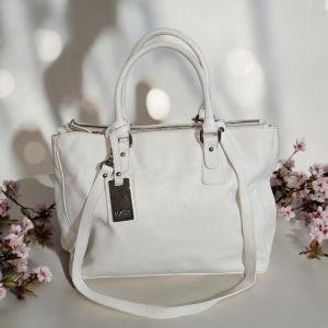Preloved Claudia Firenze Italy White Bag with SlingGenuine Leather Bag