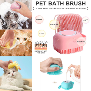 Pet Silicone Bath Brush Dogs Bathing Massager Combs Bathing Pet Products Soft Bath Brush With Shampoo Silicone Soft Bath Brush With 宠物洗澡刷