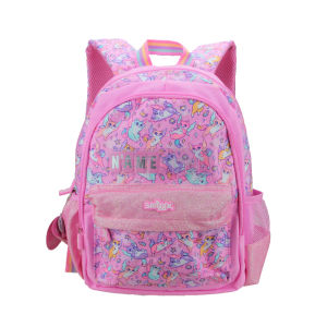 Australia smiggle original childrens schoolbag girls Pink Fox shoulder name backpack Kawaii 3-7 year  bags 14 inch
