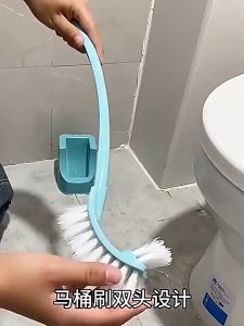 Toilet Brush Double Sided Long Handle Free Standing Brush Bathroom Scrub Cleaning / Berus Jamban