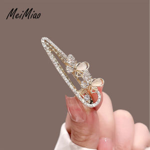 K-style Elegant Rhinestone Butterfly Barrettes Female New Arrival Side Hair Clip Broken Hair Fringe Clip Fancy Duckbill Clip
