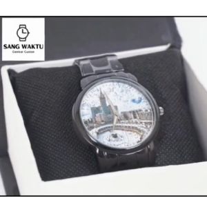 Jam Tangan Stainless Rantai Pria Gambar Kabah / Muslim / Umroh / Islam / Jam Tangan