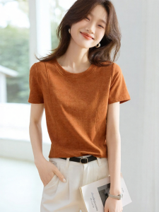 MOHANYIMEI | Crew Neck Short Sleeve Tie-Dye Stretch Knit Casual Shirt