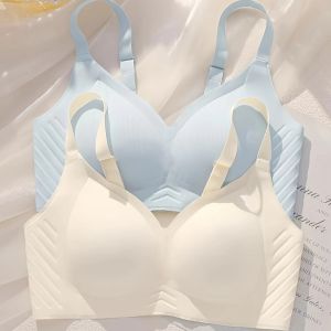 DIVVA Womens Seamless Wireless Bras Full-Coverage Adjustable Strap Stretchy Underarm Smoothing Lightly Lined Bra Breathable Brassiere