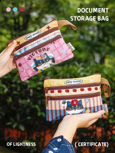 Portable Travel Document Passport Storage Bag Cute Cartoon Cat Design Handy Storage Organizer Easy to Carry Versatile Use