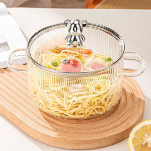 Glass Saucepan Clear Cooking Pot with Lid 1.5L Heat Resistant Glass Soup Pot Dual Handles Glass Saucepan Kitchen Cooking Tools