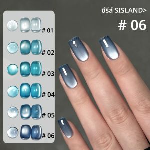 MIANEL 12 มล. 1-6 ชิ้น ยาทาเล็บเจลแบบตาแมว รุ่นใหม่ปี 2025 สีฟ้าขาวใส ยาทาเล็บเจลแบบเม็ดแก้วสีฟ้า สำหรับทำเล็บสีฟ้า ทำเล็บคริสต์มาส