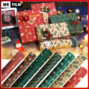 Christmas Wrapping Paper Gift Bouquet Packaging Christmas Decorations Clear Elk Snowflake Xmas Tree Pattern Party Craft Ornament 70x50cm Wrapping