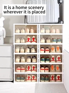 MILE Stackable Shoe Cabinet Storage Boxes Transparent Shoe Storage Box Large Capacity Kabinet Kasut Shoes Organizer