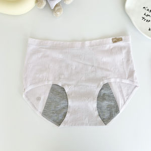 Pure Cotton Heart Pattern Sanitary Panties Womens mid Waist Leak Proof Menstrual Underwear Easy to Clean Triangle Pants