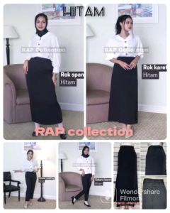 RAP - Bawahan Wanita Hitam (Rok SPAN Rok A Celana Kancing Celana Karet) Bahan Import