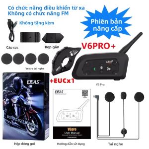 EJEAS V6 PRO + Tai Nghe Bluetooth Dành Cho Xe Máy Tai Nghe 850mAh Liên Lạc Nội Bộ Phạm Vi 800m Cho 6 Người Lái IP65 Thiết Bị Liên Lạc Đa Năng Chống Nước MOTO