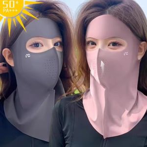 Summer Ice Silk Sun Protection Full Face Mask Cycling UPF50+ Anti-UV Neck Scarf Neck Protection Dustproof Sunshade Face Mask