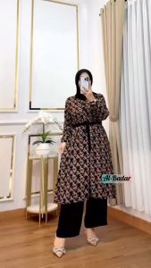 Bisa [COD] Setelan Celana Katun Mic Polos Cringkel  Model Terbaru Setelan Piral Kekinian