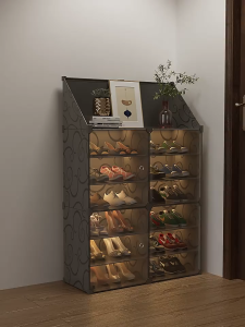 HETEE Clear View Shoe Cabinet with Dustproof Cover Space Saving shoe cabinet Stackable Storage Organizer Rack