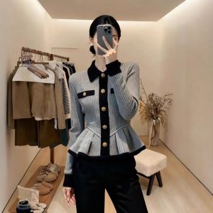 XUECAIQI | Trendy Korean Colorblock Turn-down Collar Knit Top Women Autumn Winter